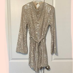 Pretty Lavish Silver Sequin Long Sleeve Dress